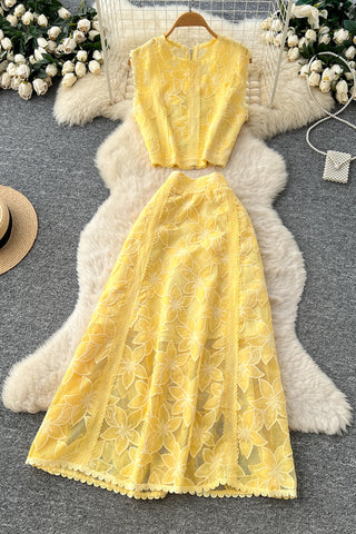 Elegant Lace Skirt Set