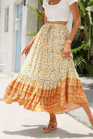 Floral Tiered Maxi Skirt