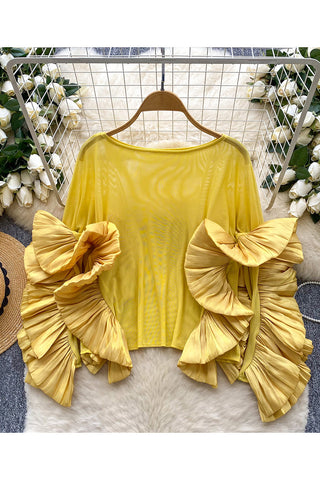 Ruffle Sleeve Statement Blouse