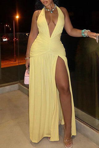 Plunging V-Neck Evening Dress