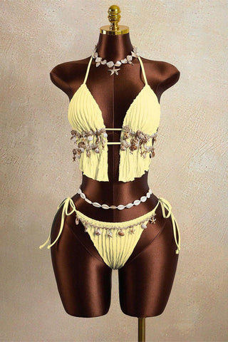 Chic Shell-Embellished Bikini Set