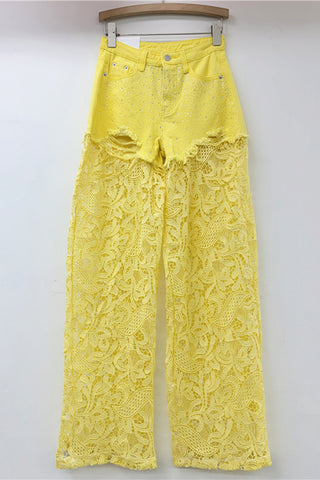 Sequin Mesh Wide Leg Pants