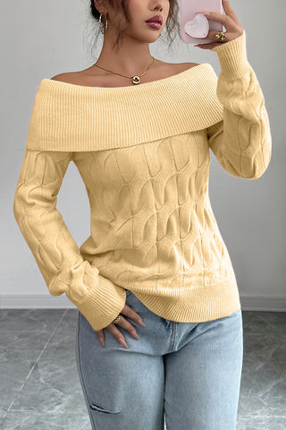 Off-Shoulder Cable Knit Sweater