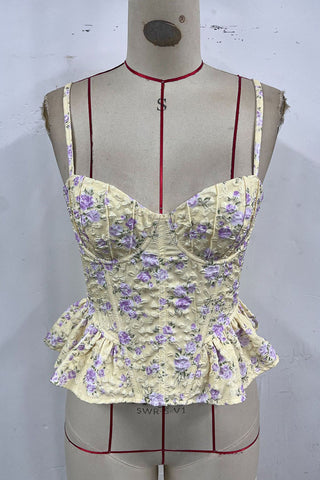 Floral Print Bustier Peplum Tank