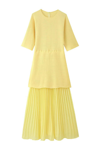 Pleated Hem Casual Dress