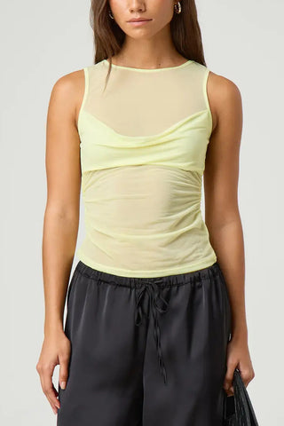 Draped Mesh Tank Top