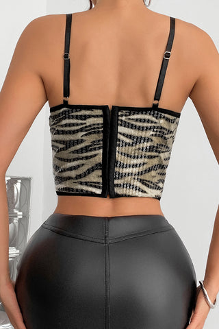 Sequin-Embellished Zebra Print Camisole