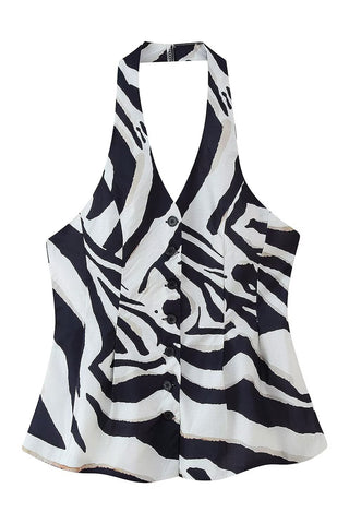 Zebra Print Halter Vest