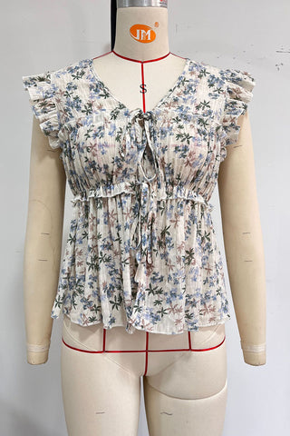Tie-Front Ruffle Tank Top