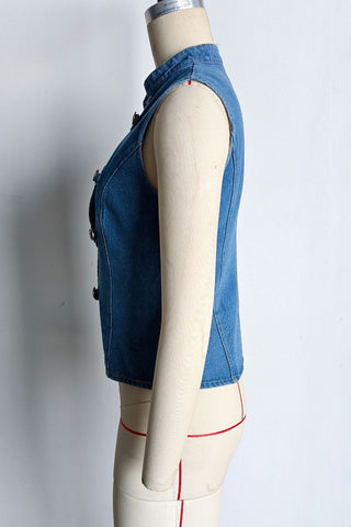 Stand Collar Asymmetric Button Vest