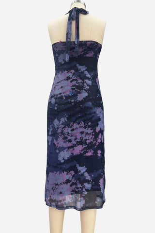 Ruched Halter High-Slit Dress