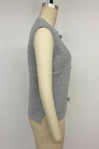 Bow Front Crew Neck Knit Sweater Vest
