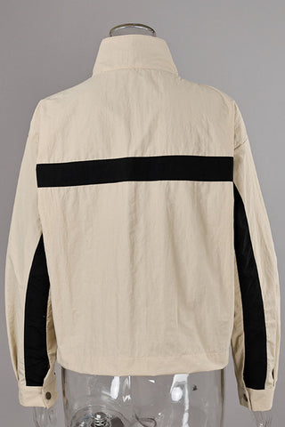 Colorblock Zip-Up Stand Collar Jacket