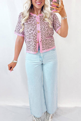 Button-Front Short Sleeve Blouse