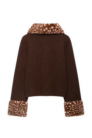 Faux Fur Collar Button-Front Coat