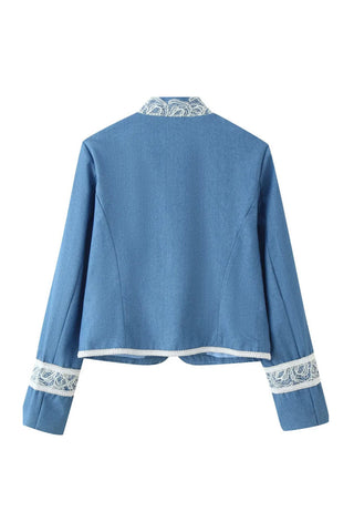 Lace Trim Double-Breasted Jacket