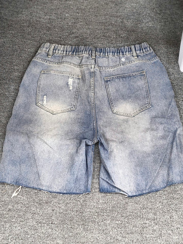 Floral Lace Embellished Denim Shorts