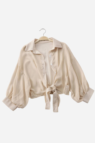 Tie-Front Button Shirt