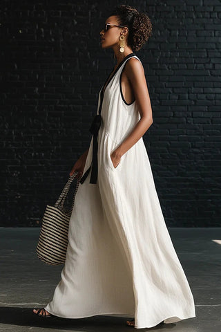 Sleeveless Tie-Front Casual Dress
