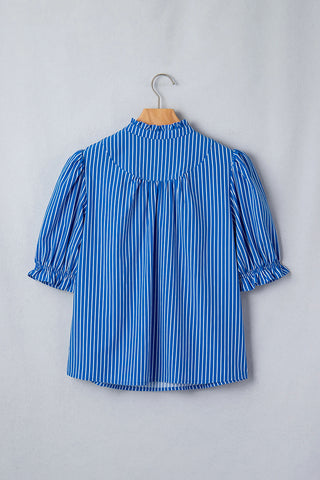 Ruffled Puff Sleeve Button Blouse