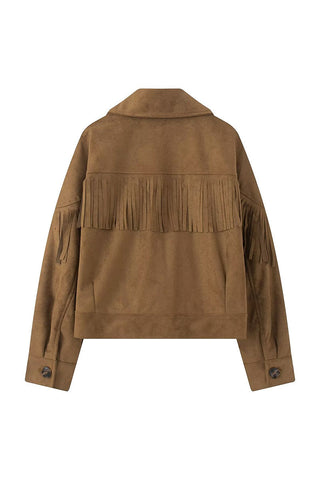 Fringe Lapel Button-Front Jacket