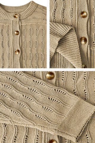 Pointelle Knit Button-Front Cardigan