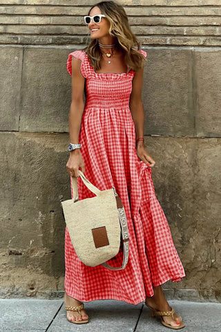 Smocked Gingham Maxi Dress