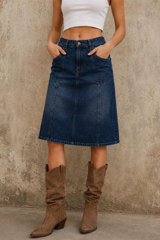Sleek Denim A-Line Skirt