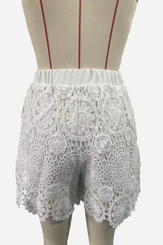 High-Waist Lace Casual Shorts