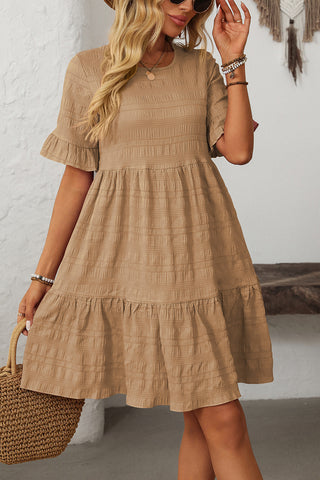 Flared Short-Sleeve Casual Dress