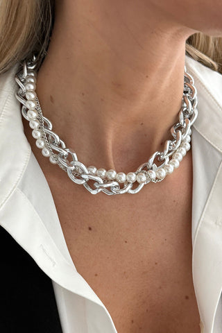 Chunky Chain and Pearl Layered Necklace