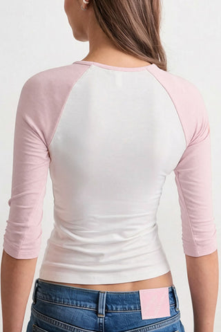Contrast Raglan Sleeve Fitted Top
