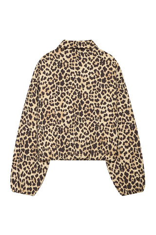 Leopard Print Zip-Up Collared Jacket