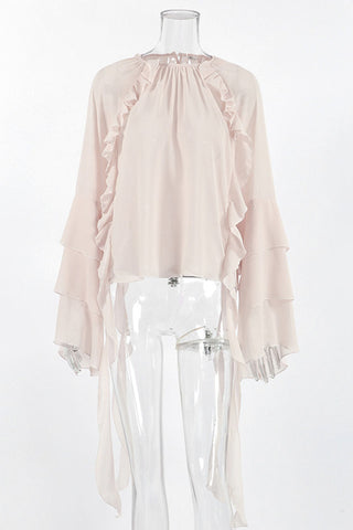 Ruffle Detail Cape Sleeve Top