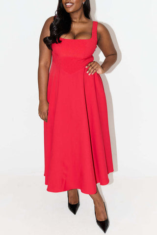 Square-Neck Midi Dress