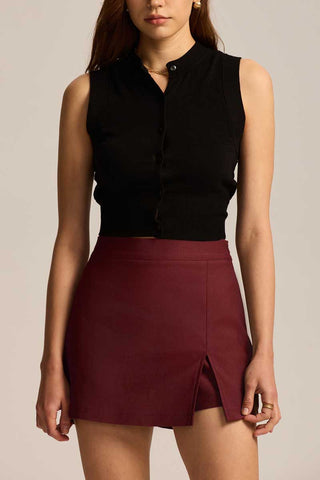 High-Waist Front Slit Mini Skirt