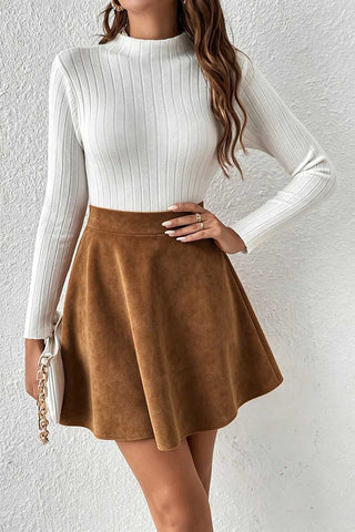 High-Waist A-Line Flare Mini Skirt