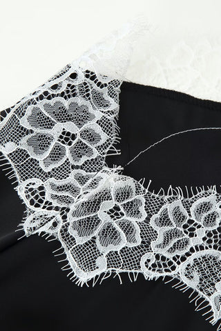 Lace Trim Satin Cami and Skirt Set