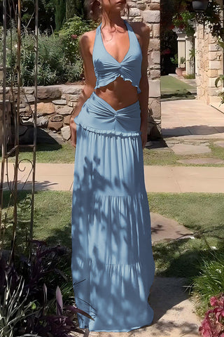 Halter Tie-Back Skirt Set