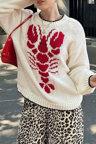 Lobster Knit Crew Neck Sweater