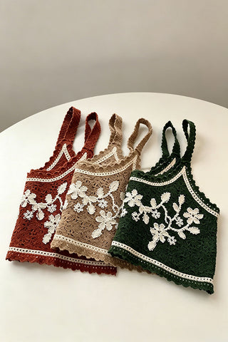 Floral Applique Crochet Cami Top
