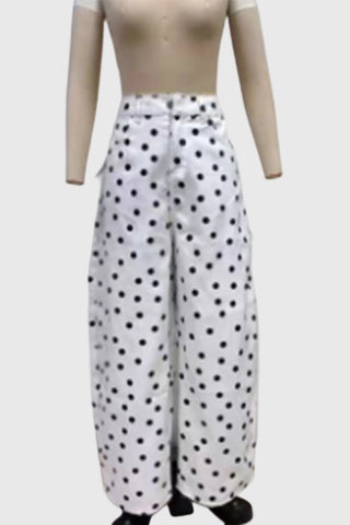 Polka Dot High-Waist Wide Leg Casual Pants