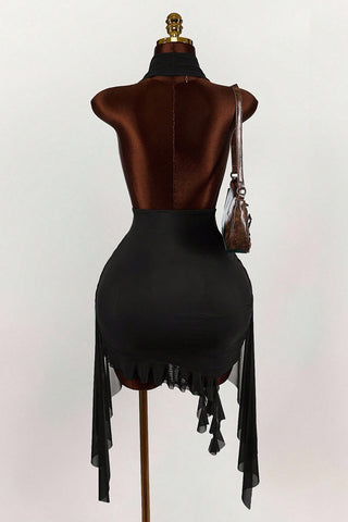 Draped Halter Mini Dress