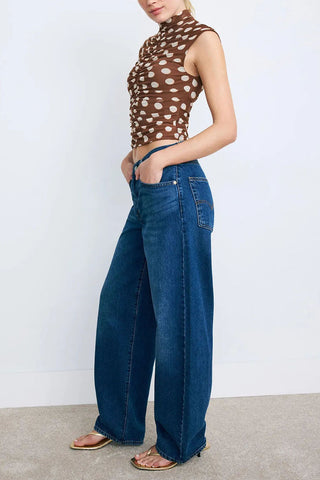 Polka Dot Ruched Mock Neck Tank