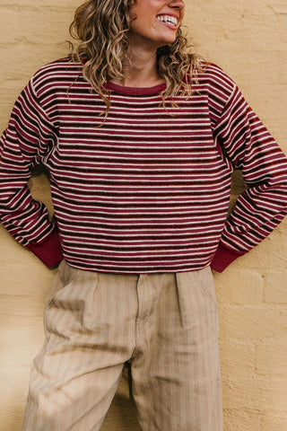 Striped Crew Neck Long Sleeve Sweater