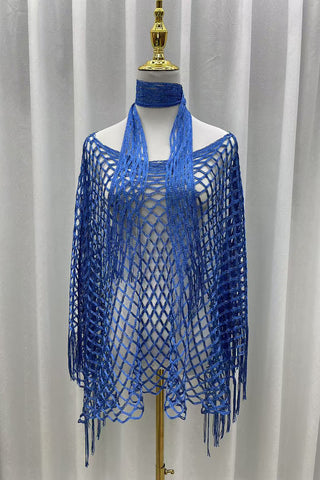 Open-Knit Fringe-Detail Top