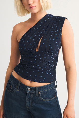 Halter-Neck Polka Dot Tank Top