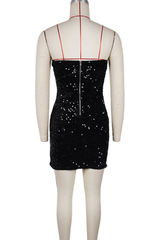 Sequin Lace-Up Cutout Mini Dress