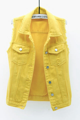 Sleeveless Collared Button-Front Vest