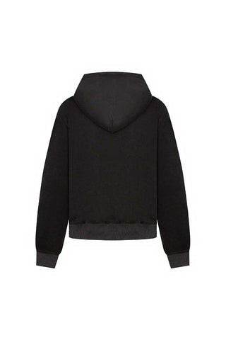 Military Button Hooded Zip-Up Sweatshirt